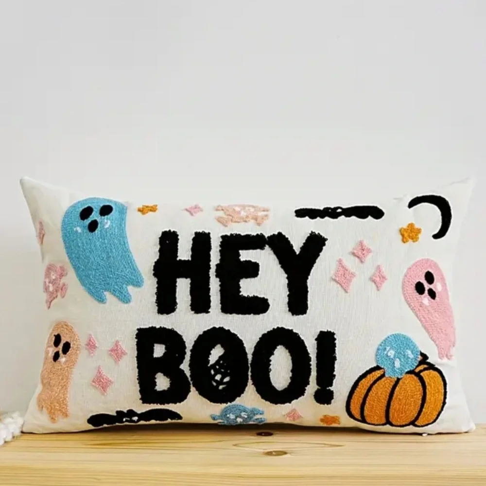 Halloween Embroidered Throw Pillow Cover Living Room Decor 12x20 Tik Tok Famous